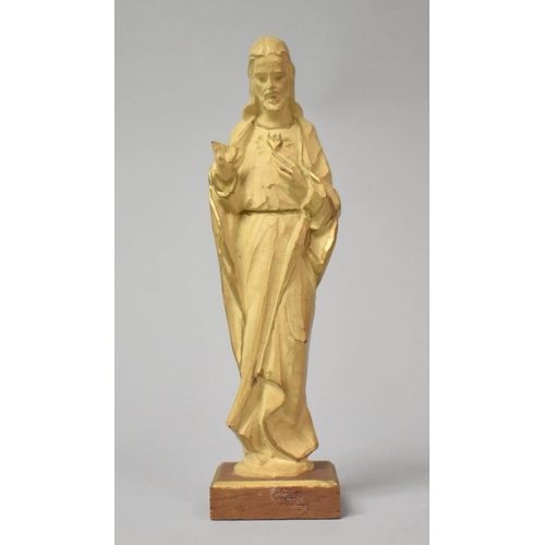 115 - An Early 20th Century Carved Wooden Figure of Christ, Mounted on an Oak Base, 19cm high