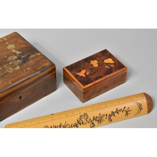 120 - A Souvenir Olive Wood Box, the Hinged Lid Inscribed Jerusalem Together with a Smaller Inlaid Italian... 