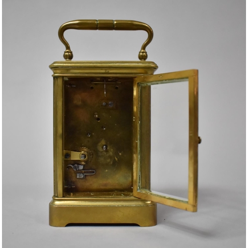 16 - An Edwardian French Brass Carriage Clock, Movement Requires Attention but Complete with Key