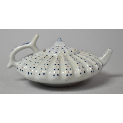 254 - A Chinese Teapot of Flattened Gourd Form with Applied Pink and Blue Dotted Enamels, Six Character Ma... 