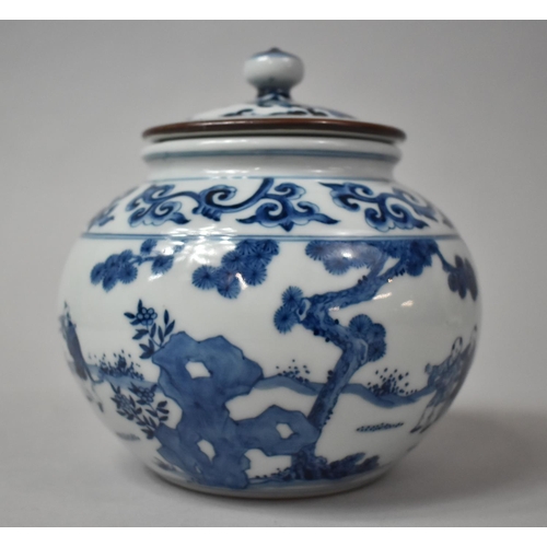 258 - A Chinese Blue and White Lidded Pot Decorated with Exterior Figural Scene, Six Character Mark inside... 