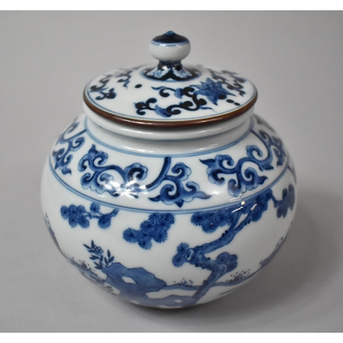 258 - A Chinese Blue and White Lidded Pot Decorated with Exterior Figural Scene, Six Character Mark inside... 