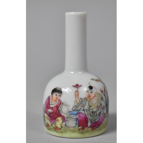 263 - A Chinese Porcelain Republic Type Famille Rose Miniature Bottle Vase with Hand Applied Decoration De... 