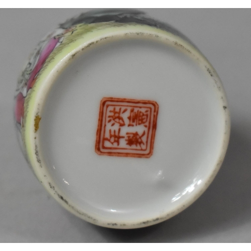 263 - A Chinese Porcelain Republic Type Famille Rose Miniature Bottle Vase with Hand Applied Decoration De... 