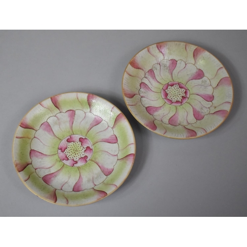 265 - A Pair of 18th Century Chinese Famille Rose Plates Lotus in Pink and Green Enamels, Qing Dynasty, Qi... 