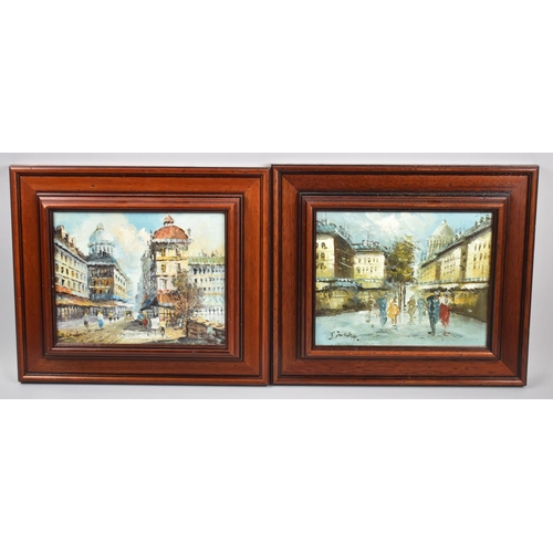 283 - Two Framed French Oils on Board Depicting Parisian Streets, Signed H Charles and J Burnett, both 24x... 