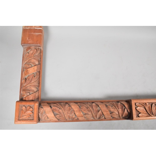 578 - A Carved Wooden Fire Kerb Decorated with Oak Leaves, 194cm wide