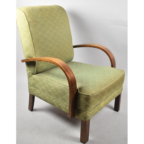 582 - A Vintage Oak Framed Open Armchair