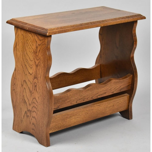 65 - A Modern Oak Magazine Rack Table, 49cm Long x 23cm Wide