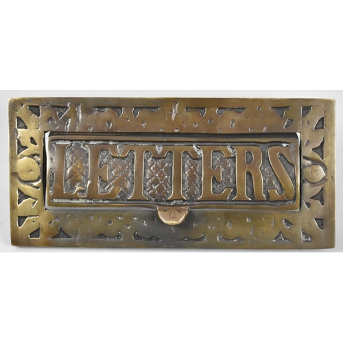 71 - A Late Victorian Brass Letter Flap, 23cm wide