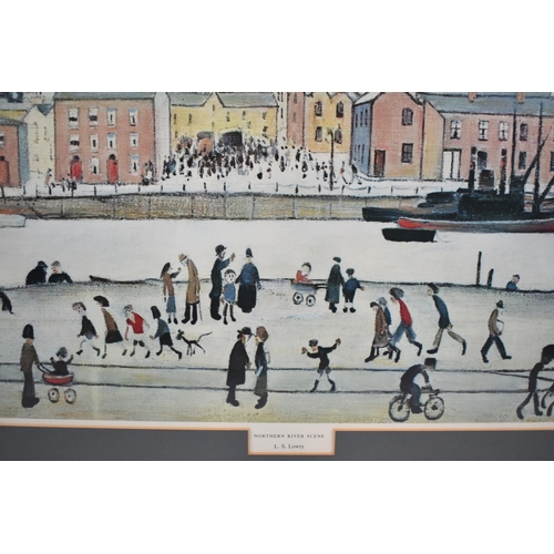 94 - A Framed Lowry Print, Northern River Scene, 60x40cm