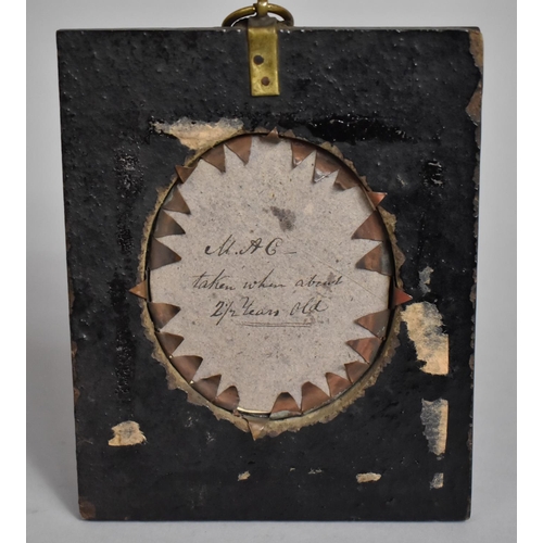 105 - A 19th century Oval Miniature of Young Girl with Inscription to Back, Monogrammed MAC, Taken When Ab... 