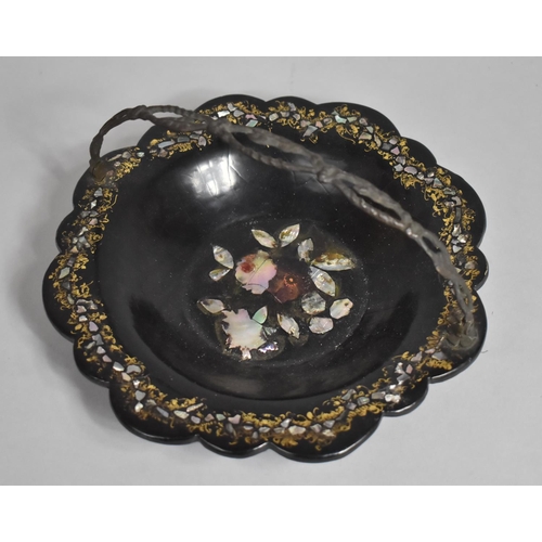 106 - A Victorian Single Handled Papier-Mache and Mother of Pearl Inlaid Shallow Bowl