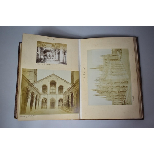 117 - A Late Victorian Leather Bound Grand Tour Scrap Book to include Pages Referring to Florence, Rome, P... 