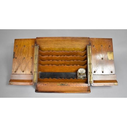 13 - A Late 19th Century Desk Top Stationery Box, The Sloping Top Opening to Reveal Pigeon Holed Interior... 