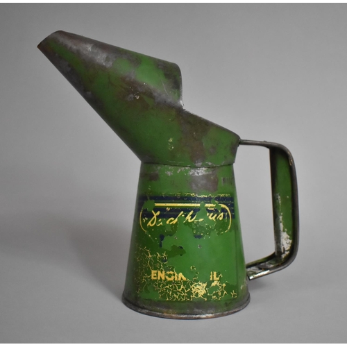 137 - A Vintage Green Painted Engine Oil Can, 20cms High