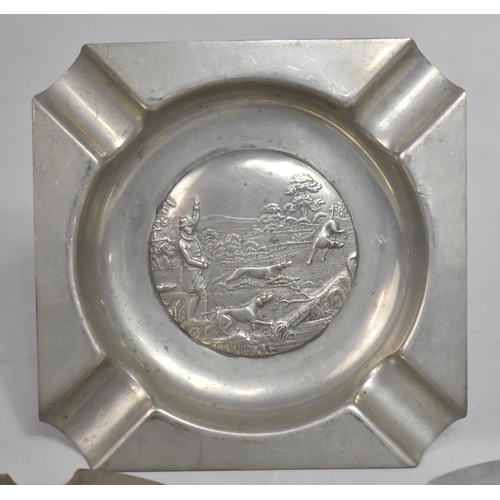 48 - Three Cornish Pewter Ashtrays by James Dixon and Sons Sheffield, All Having Central Circular Discs D... 