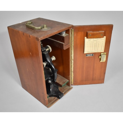 54 - A Crook, Troughton and Sims Ltd Black Japanned and Chrome Microscope in Wooden Fitted Case, Distribu... 