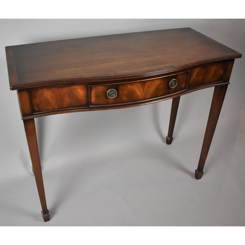 57 - A Mahogany Side Table with Centre Pull out Drawer, Serpentine Front, Tapered Legs and String Inlaid ... 