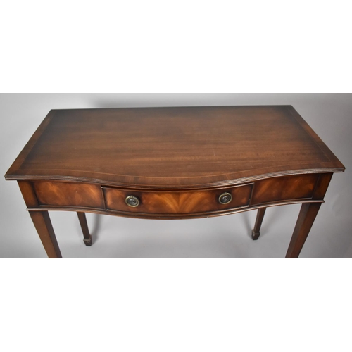 57 - A Mahogany Side Table with Centre Pull out Drawer, Serpentine Front, Tapered Legs and String Inlaid ... 