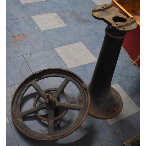 451 - A Cast Iron Pulley Wheel and Stand