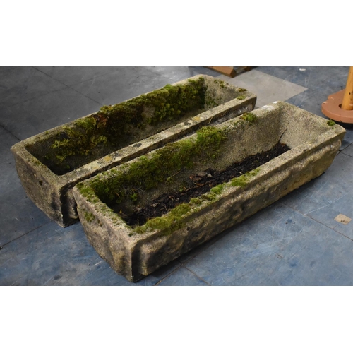 452 - A Pair of Reconstituted Stone Rectangular Planters, 63cm wide