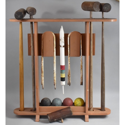 454 - A Vintage Part Croquet Set in Store with Mixed Mallets, One AF