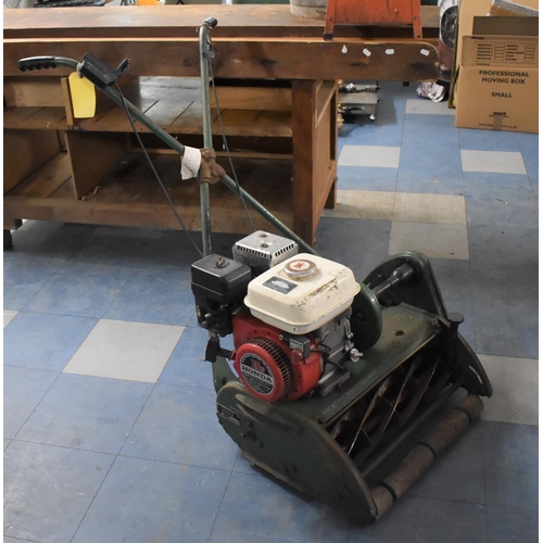 456 - A Vintage Mountfield Petrol Cylinder Mower with Honda Engine, Not Tested and Missing Grass Box, 19