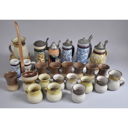 467 - A Collection of Various Stonewares to Include Mugs, Lager Steins etc