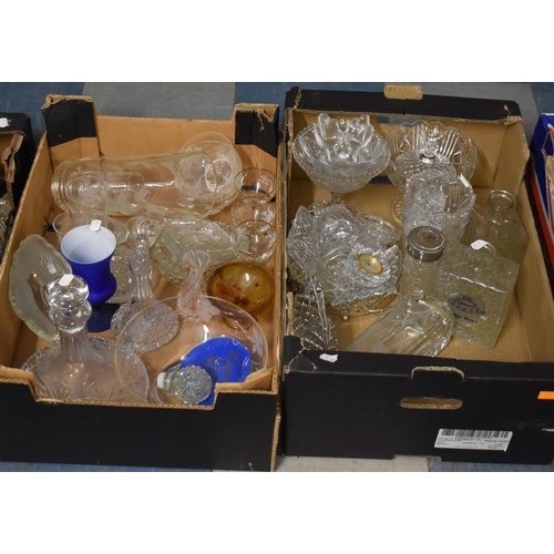 475 - Two Boxes of Coloured and Plain Glasswares