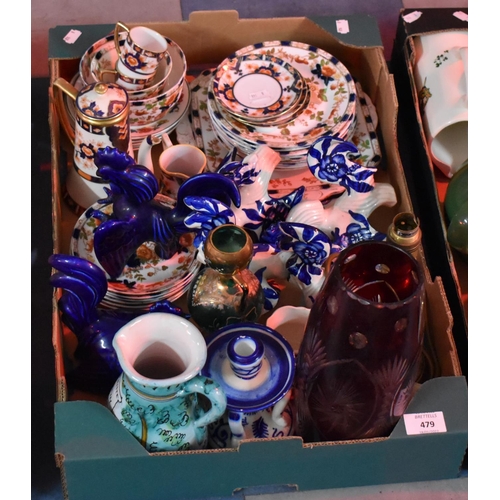 479 - A Collection of Ceramics and Glasswares to Include Imari Tea and Coffee Wares, Continental Bird Figu... 