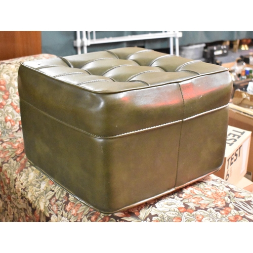 507 - A Leather Effect Buttoned Footstool, 49cm wide