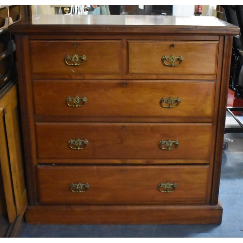 512 - An Edwardian Mahogany Chest of Two Short and Three Long Drawers, Plinth Base, 105cm wide