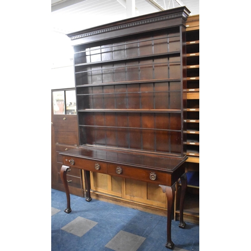 513 - A Narrow Mahogany Dresser with Two Drawers on Extended Cabriole Supports Having Claw and Ball Feet, ... 