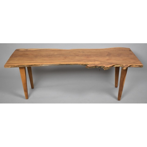 514 - A Handmade Rustic Elm Topped Coffee Table, 118cm long