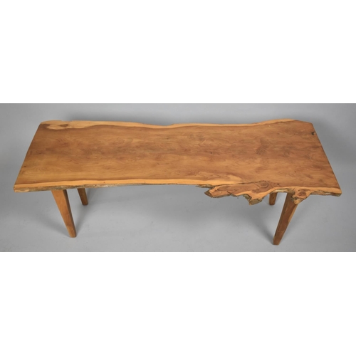 514 - A Handmade Rustic Elm Topped Coffee Table, 118cm long