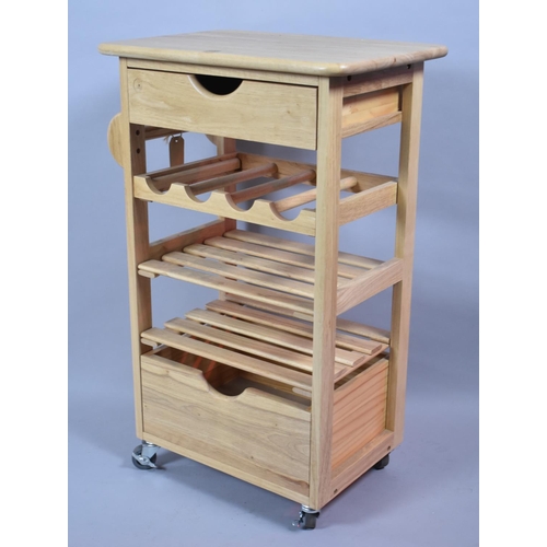 516 - A Modern Kitchen Trolley with Two Drawers, Wine Rack, Shelves and Towel Rail Together with a Corner ... 