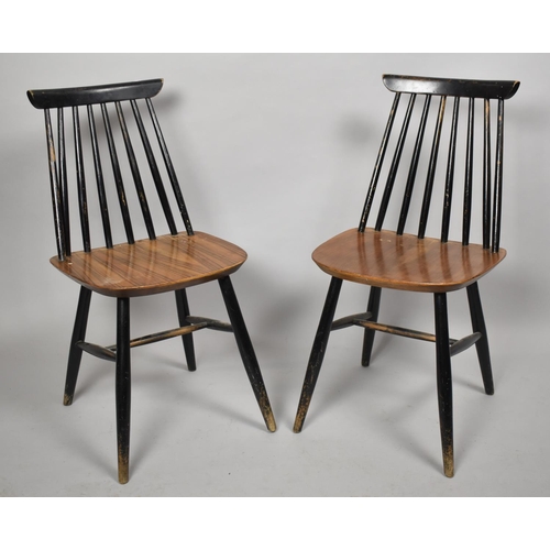 524 - A Pair of 1960's Spindle Back Kitchen Chairs