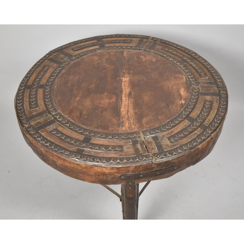 528 - A Circular Far Eastern Heavy Set and Iron Banded Occasional Coffee Table, 70cm diameter