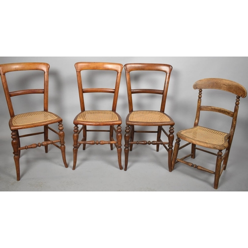 531 - A Set of Three Plus One Cane Seated Bedroom Chairs