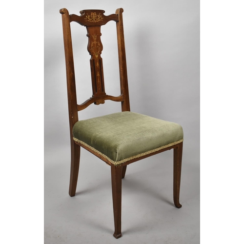 539 - An Early 20th Century Inlaid Side Chair with Pierced Splat