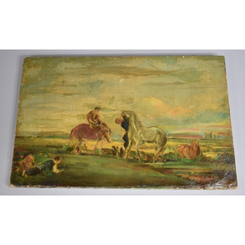 396 - A Late 19th Century French Impressionist Oil Painting on Canvas depicting Horses of the Camargue. 37... 