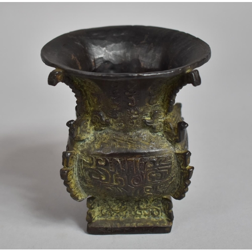 61 - A Chinese Cast Bronze Censer of Typical Archaic Form, 10cms High