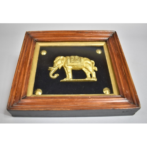 82 - A 19th Century Gilt Bronze Plaque of an Indian Elephant Mounted in a Moulded Mahogany Frame. 21x19cm... 