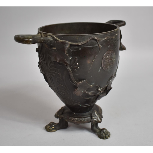 86 - A 19t Century Grand Tour Bronze Urn Decorated with Trailing Ivy Leaves and Stylised Anthemion, Suppo... 