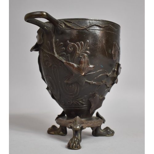 86 - A 19t Century Grand Tour Bronze Urn Decorated with Trailing Ivy Leaves and Stylised Anthemion, Suppo... 