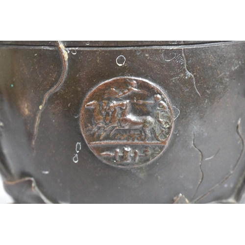 86 - A 19t Century Grand Tour Bronze Urn Decorated with Trailing Ivy Leaves and Stylised Anthemion, Suppo... 