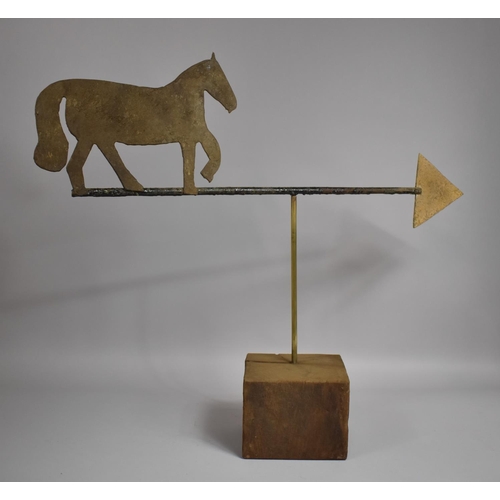 425 - A Late 19th/ Early 20th Century Folk Art Metal Weather Vane Depicting a Horse Mounted on an Arrow Po... 