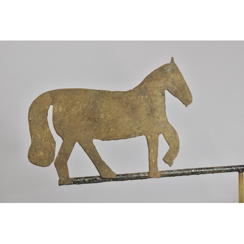 425 - A Late 19th/ Early 20th Century Folk Art Metal Weather Vane Depicting a Horse Mounted on an Arrow Po... 