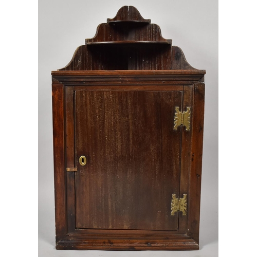 439 - An 18th Century Dutch east Indies Export Padouk Wood Corner Cupboard with Two Shelves over a Solid D... 